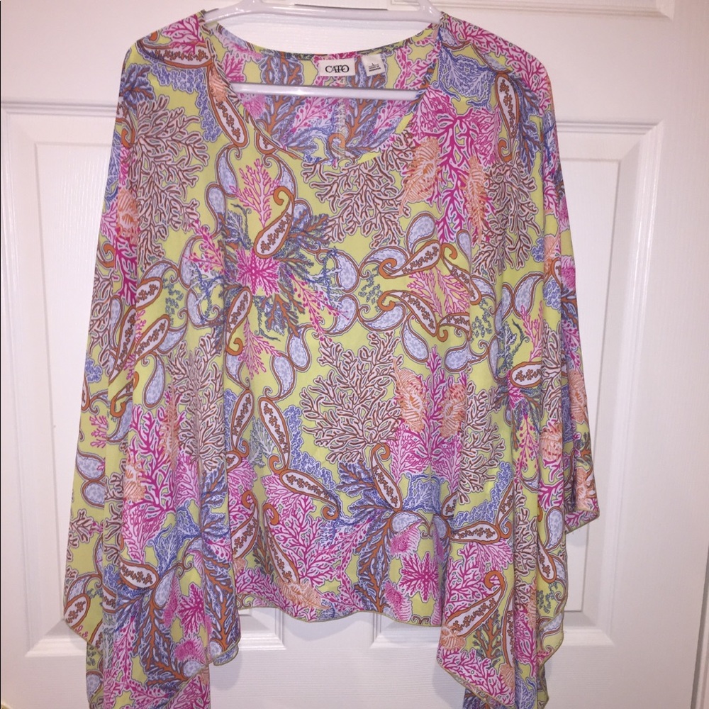 Cato Flare Sleeve Pink Multi-Color Boho Top NWOT